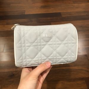 Dior Gray Quilted Leather Pouch